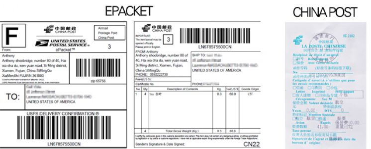 ePacket tracking parcels