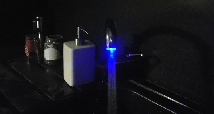 LED nozzle on the faucet and shower