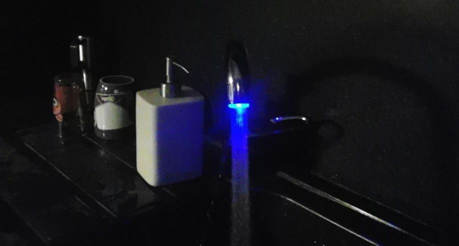 LED nozzle on the faucet and shower
